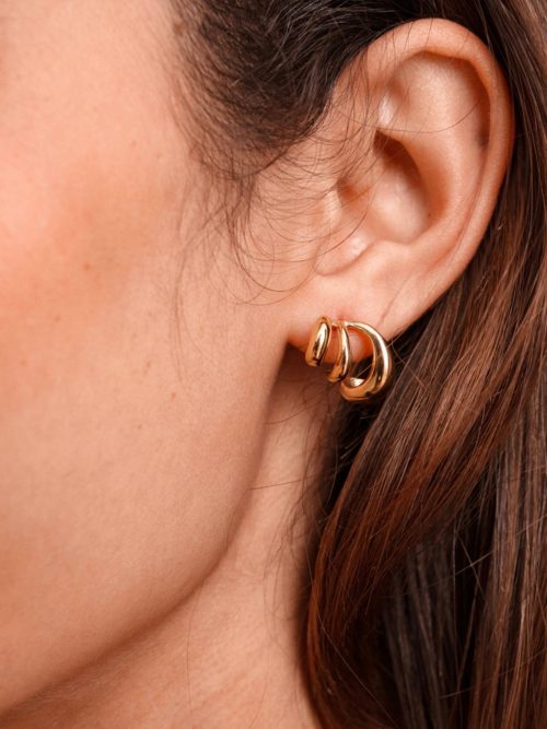 Boucles d’oreilles dorées triple créole à puce dorées